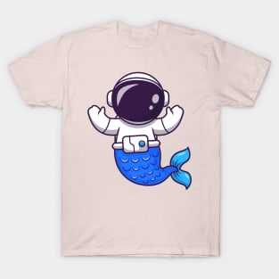 Astronaut Mermaid Cartoon T-Shirt